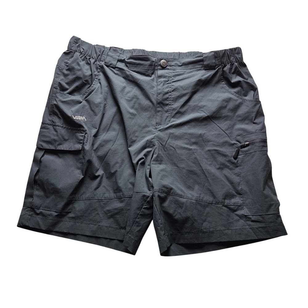 WOODI Shorts Mens 2XL Gray Microfiber 8 Inseam Hiking Zip Pocket Elastic Waist